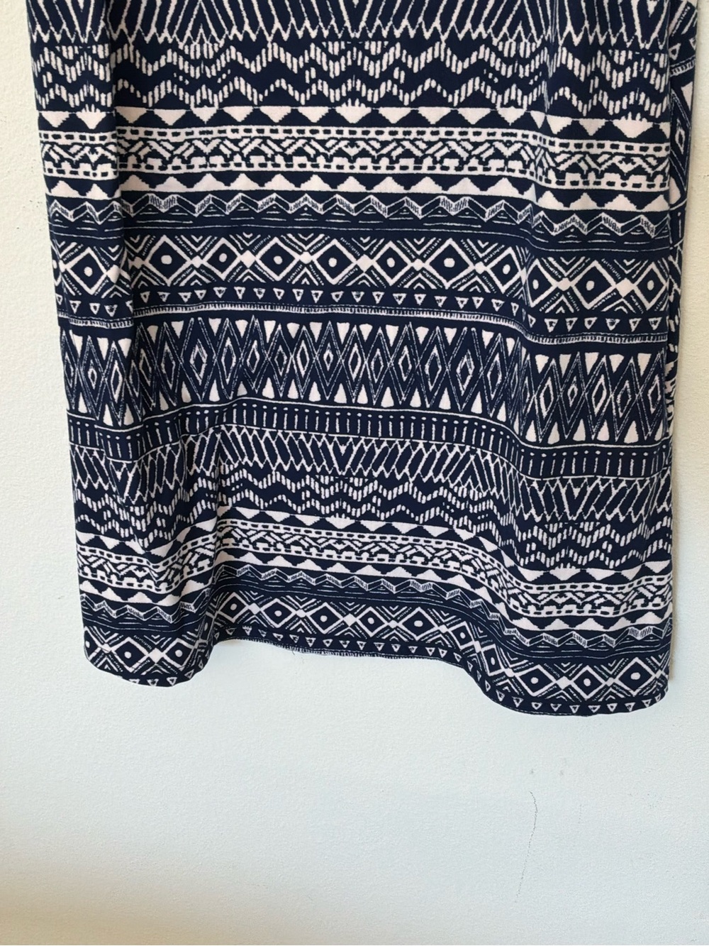 Hot Kiss Navy White Tribal Print Maxi Skirt Stretch Boho Pull-On Size S/M - Picture 2 of 7